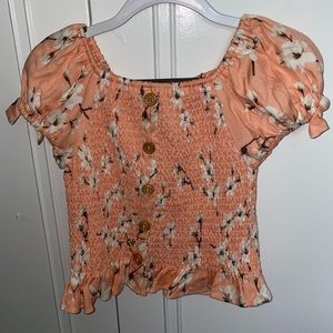 Jessica Simpson Coral Pink Top with White Flowers